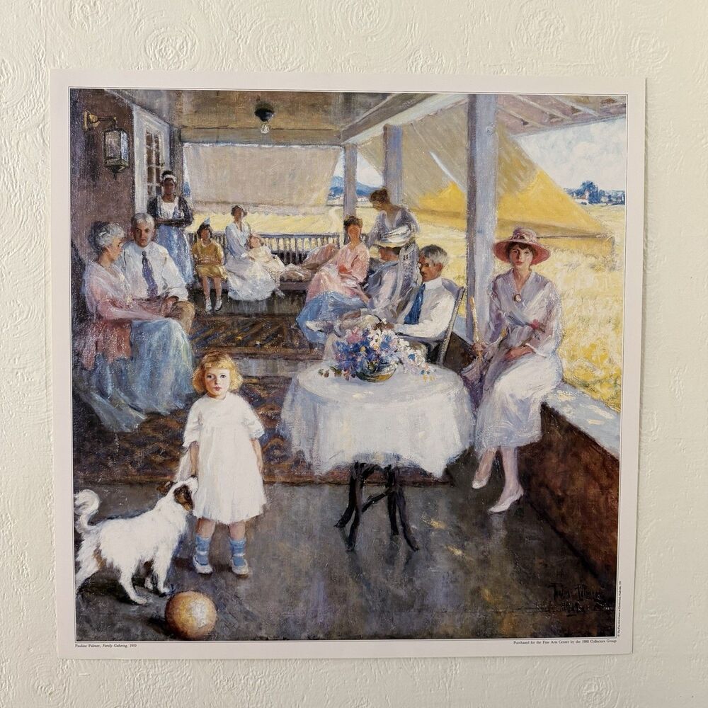 Pauline Palmer Family Gathering Art Poster Print Offset Lithograph 24.5x24.5”